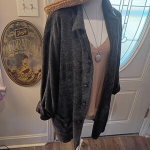 ITALIAN MESSORI LADIES SZ XL HIP LENGTH WOOL BLEND SOFT BUTTON SWEATER JACKET